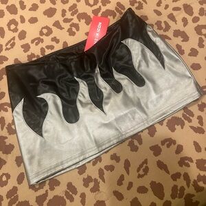 Bikercore Silver flame micro mini skort